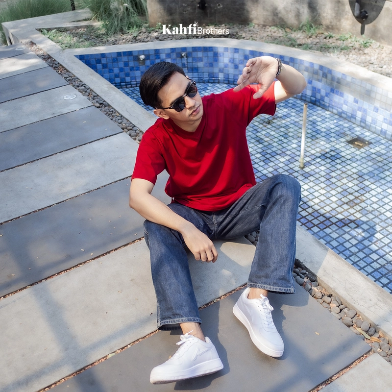 Product image T-shirt V neck Pria combed - BIN MAROON L all variant